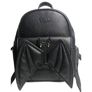 Coofit Bat Backpack  Gothic Witchy Studded Black Faux Leather Punk Mini Bag